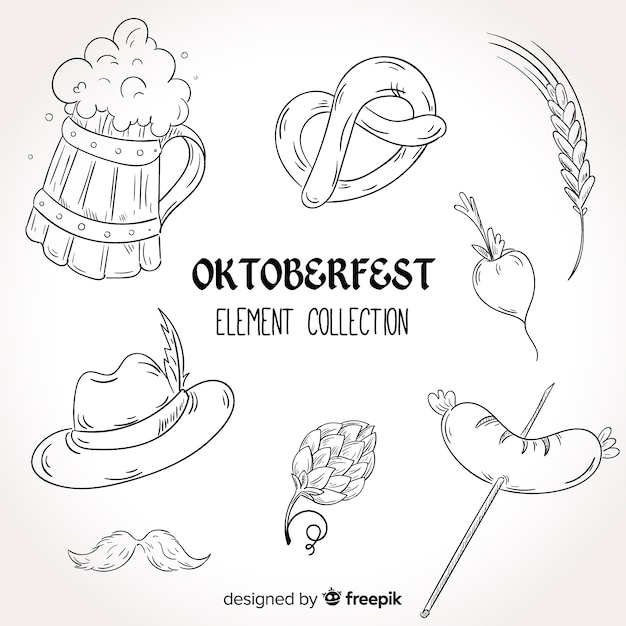 Hand drawn oktoberfest element collection