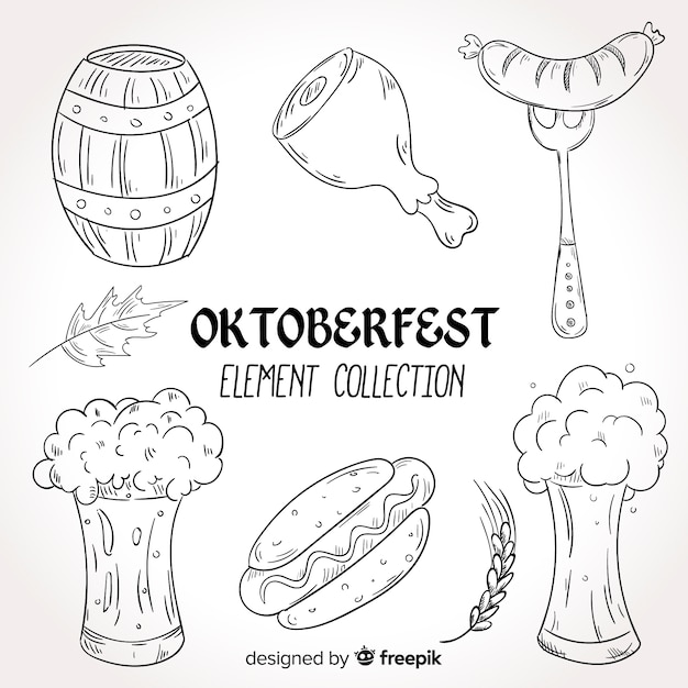 Free Vector hand drawn oktoberfest element collection