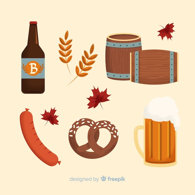 Free Vector hand drawn oktoberfest element collection