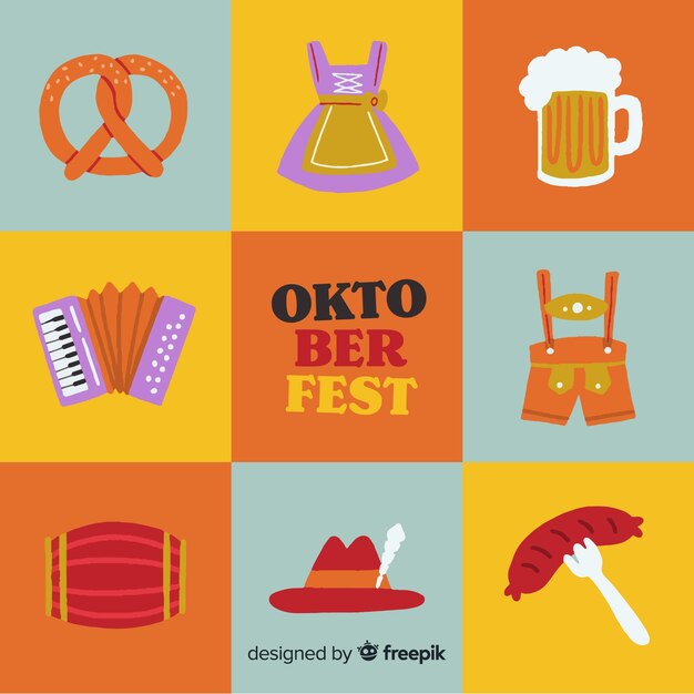 Hand drawn oktoberfest element collection