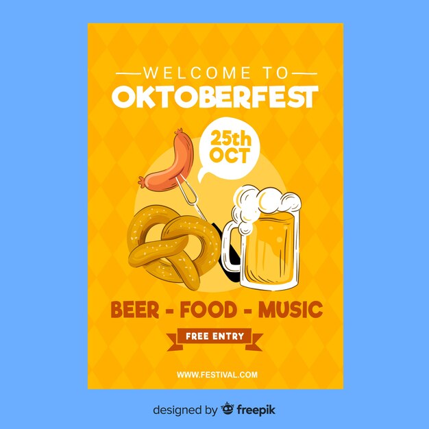 Free Vector hand drawn oktoberfest flyer template