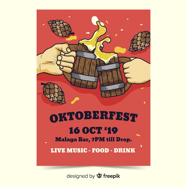 Free Vector hand drawn oktoberfest flyer templates