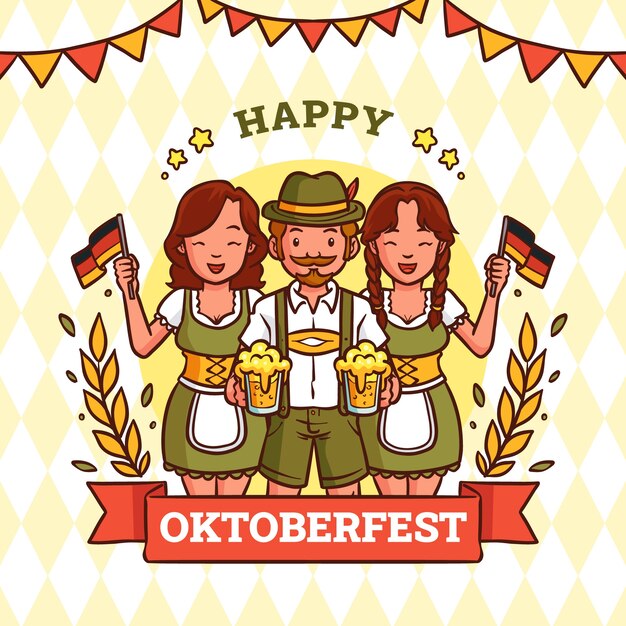 Hand drawn oktoberfest illustration