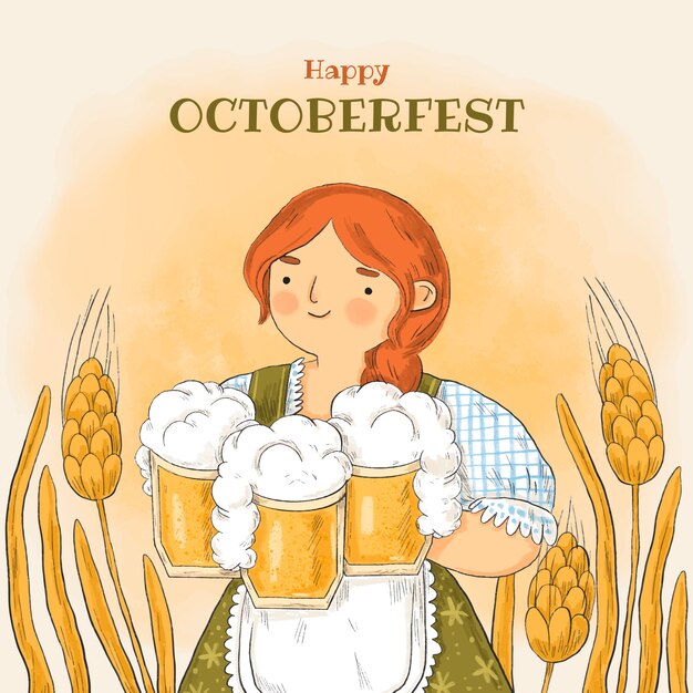 Hand drawn oktoberfest illustration