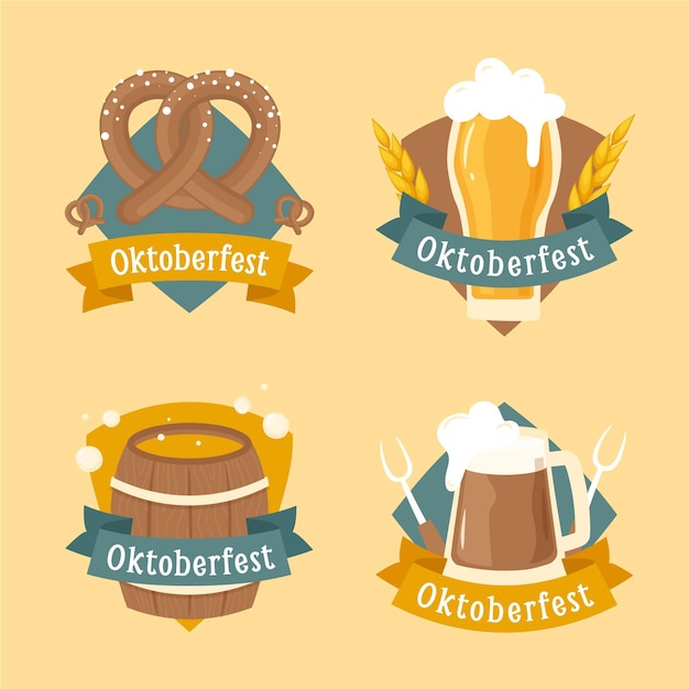 Hand drawn oktoberfest labels collection