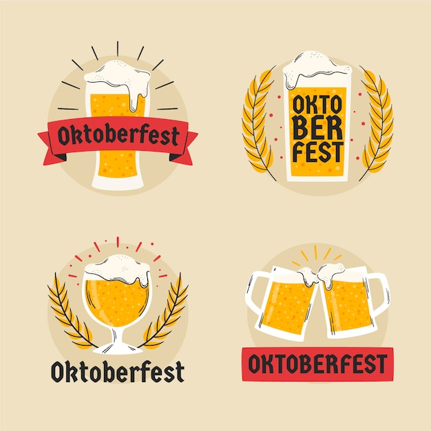 Hand drawn oktoberfest labels collection