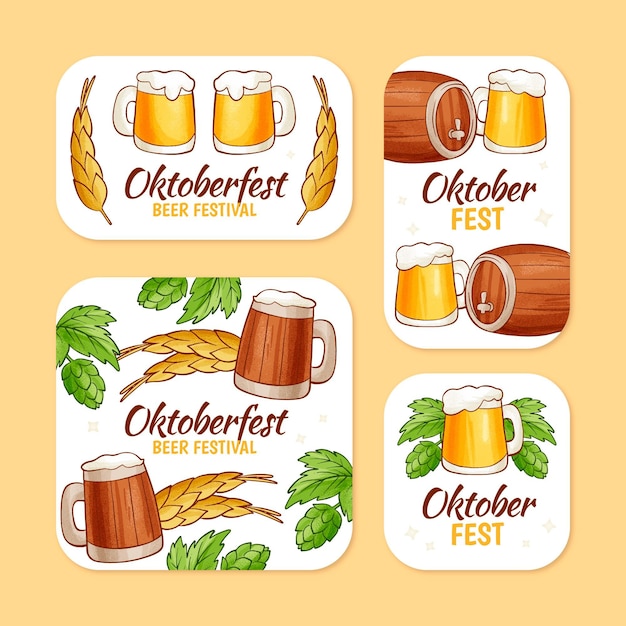 Hand drawn oktoberfest labels collection