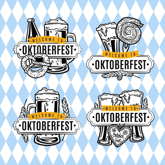 Hand drawn oktoberfest labels collection