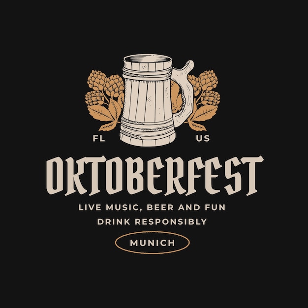 Hand drawn oktoberfest logo template