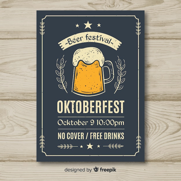 Hand drawn oktoberfest poster mockup