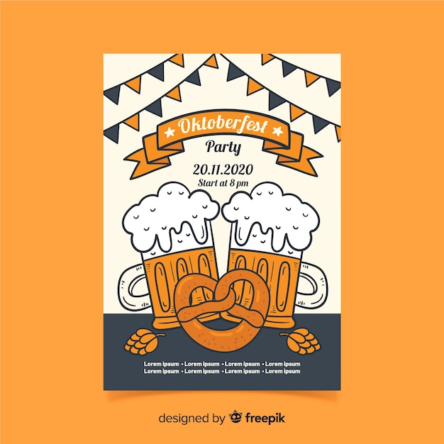 Hand drawn oktoberfest poster template