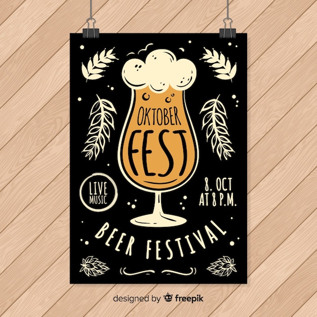 Free Vector hand drawn oktoberfest poster template