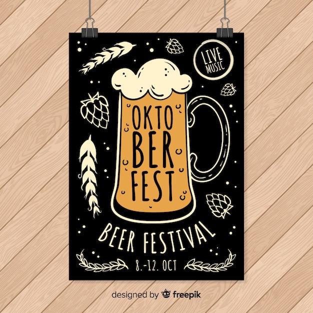 Free Vector hand drawn oktoberfest poster template