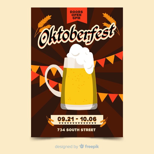 Hand drawn oktoberfest poster template