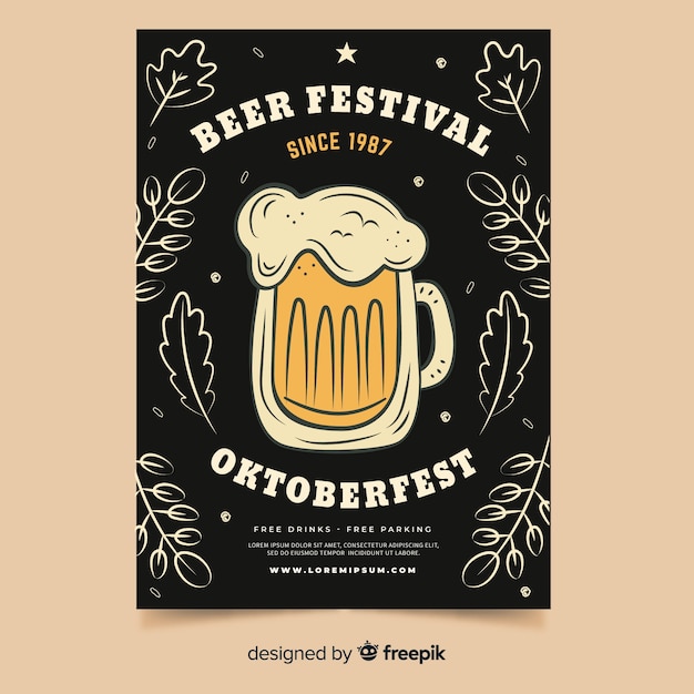 Free Vector hand drawn oktoberfest poster template