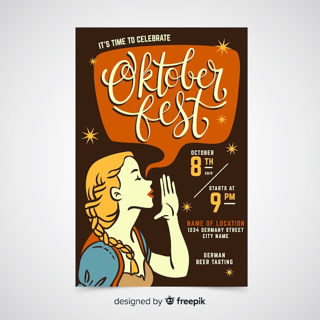 Hand drawn oktoberfest poster template