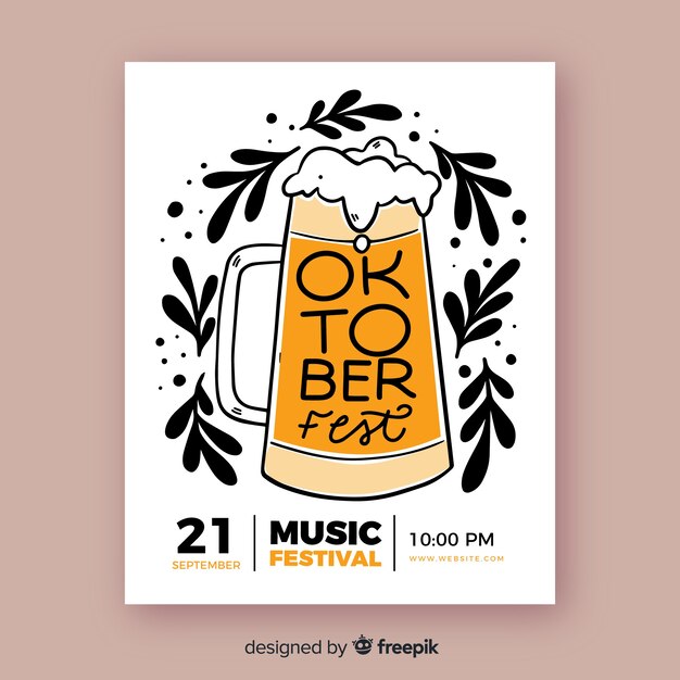 Hand drawn oktoberfest poster template