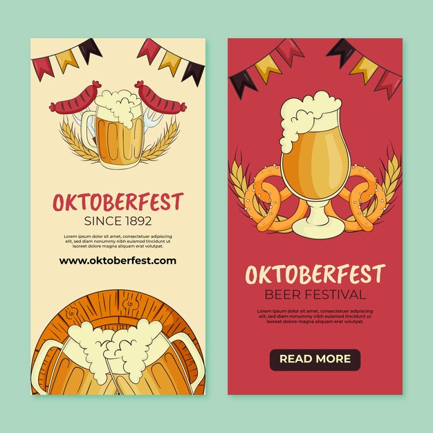 Hand drawn oktoberfest vertical banners set