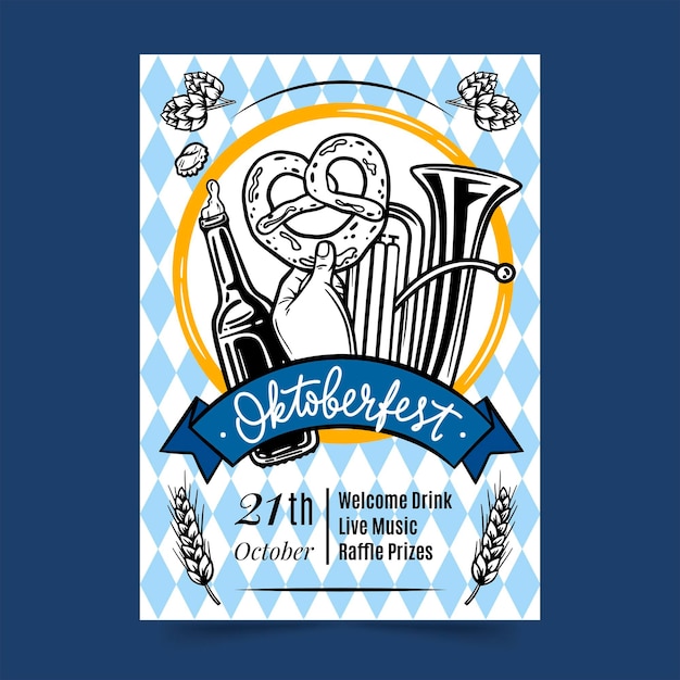 Hand drawn oktoberfest vertical poster template