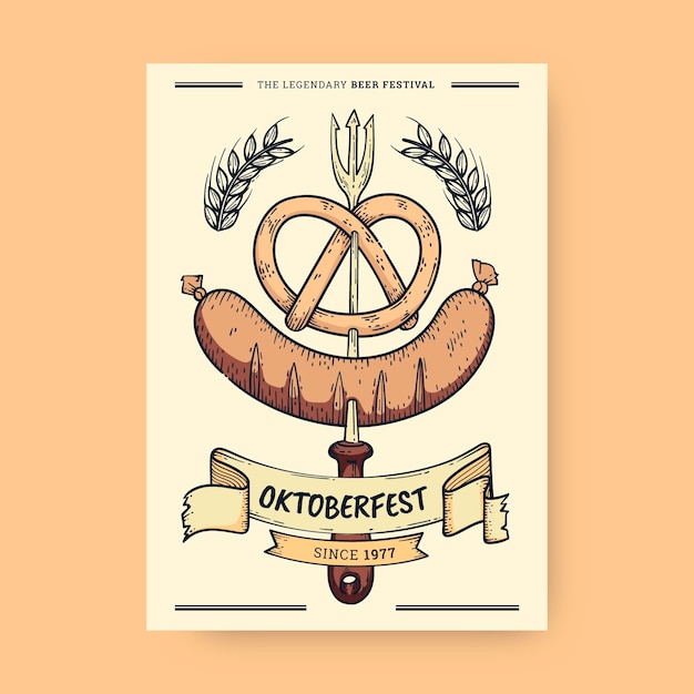 Hand drawn oktoberfest vertical poster template