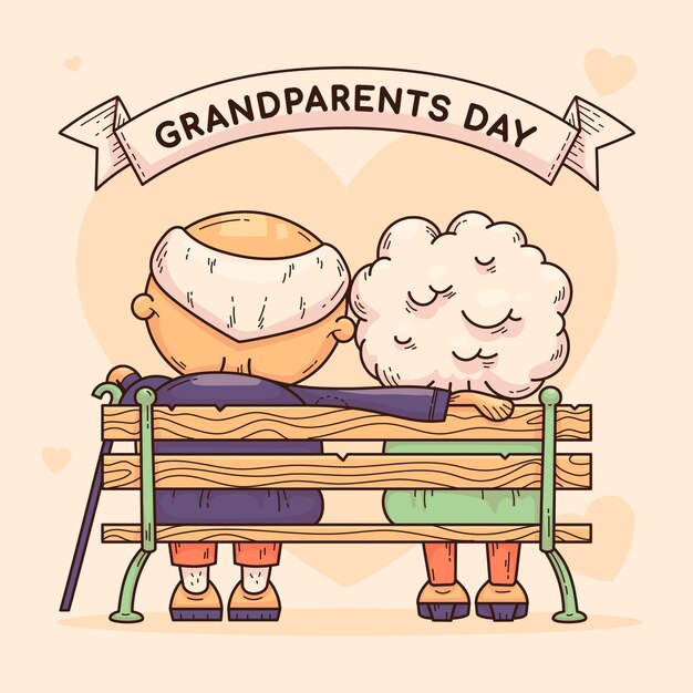 Hand drawn old couple illustration