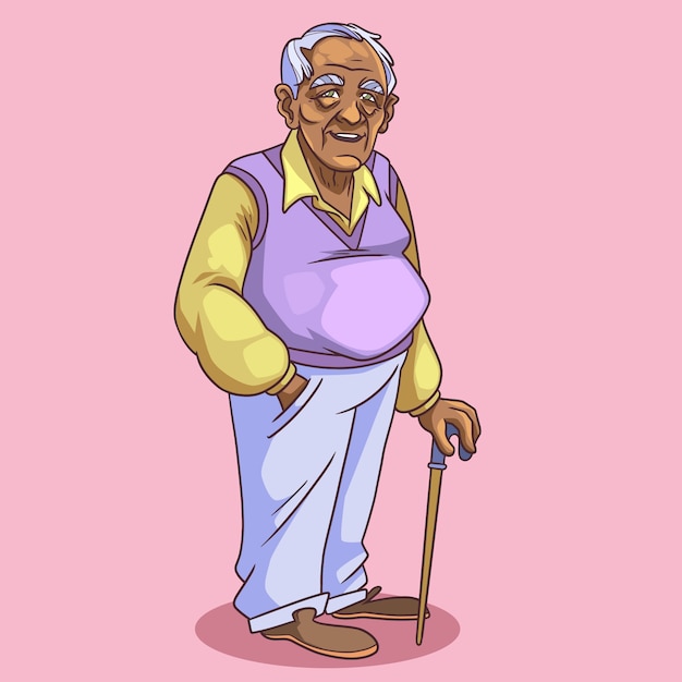 Hand drawn old man cartoon cartoon illustration