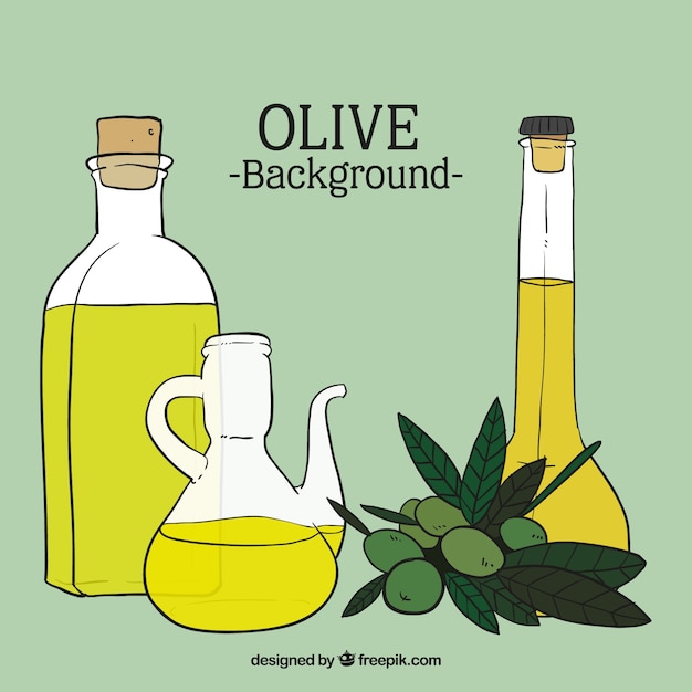 Free Vector hand drawn olive oil background