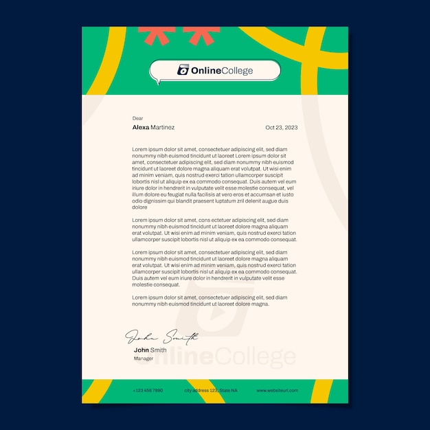 Hand drawn online college template design