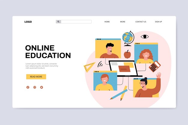 Hand drawn online education landing page