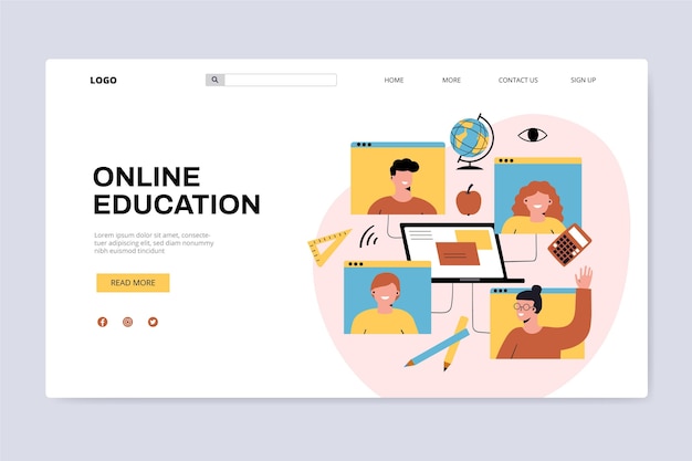 Hand drawn online education landing page