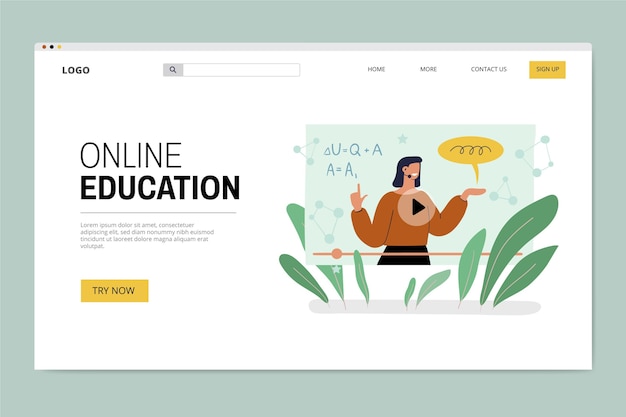 Free Vector hand drawn online education landing page