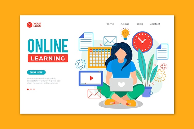 Hand drawn online learning landing page