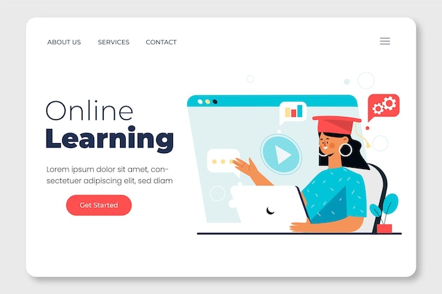 Hand drawn online learning landing page