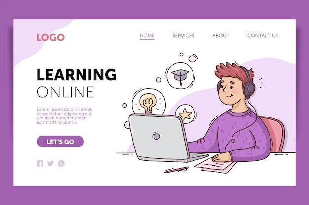 Hand drawn online learning web template