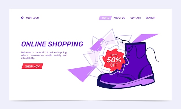 Free Vector hand drawn online shopping landing page