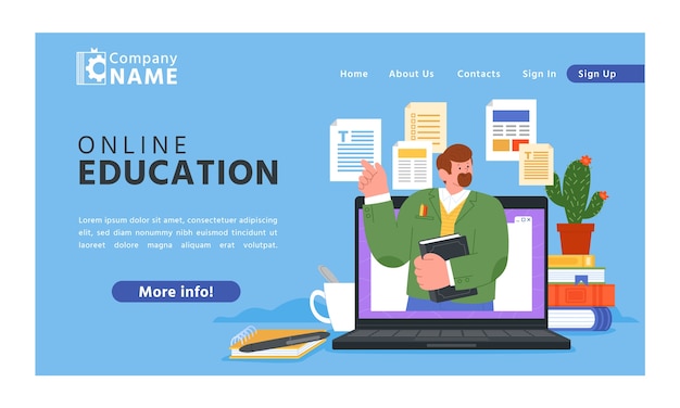 Free Vector hand drawn online tutor landing page design