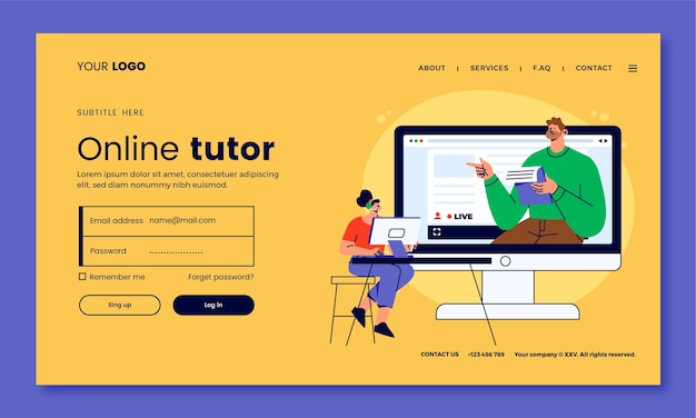 Hand drawn online tutor landing page design