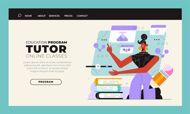 Free Vector hand drawn online tutor landing page