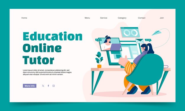 Hand drawn online tutor landing page