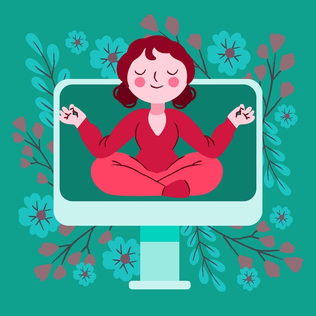 Free Vector hand drawn online yoga class concept