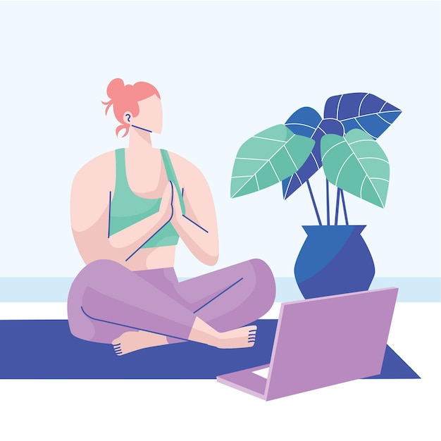 Hand drawn online yoga class concept