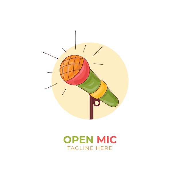 Hand drawn open mic logo