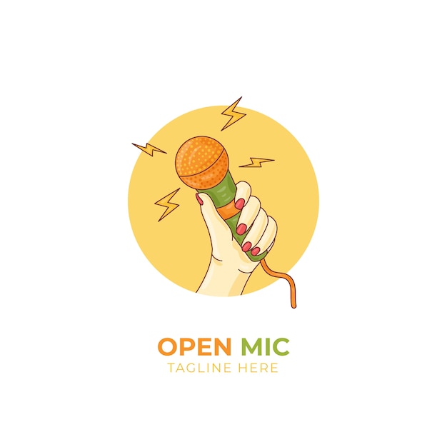 Hand drawn open mic logo