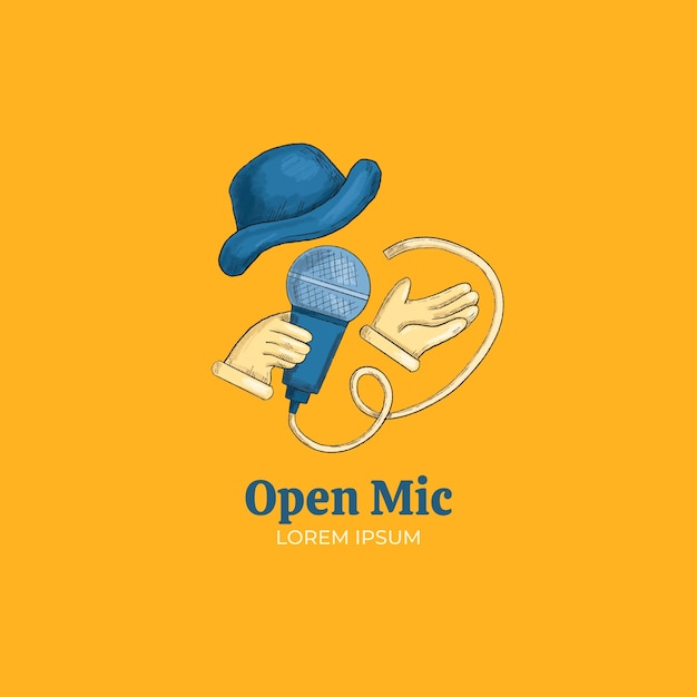 Free vector hand drawn open mic logo