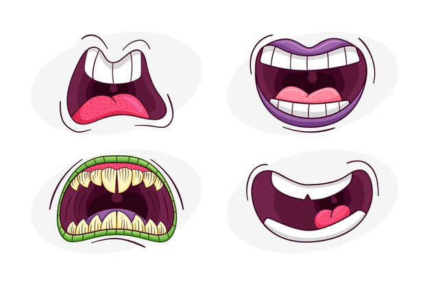 Hand drawn open mouth cartoon illustration