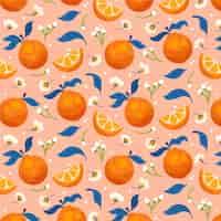 Free vector hand drawn orange fruit pattern design