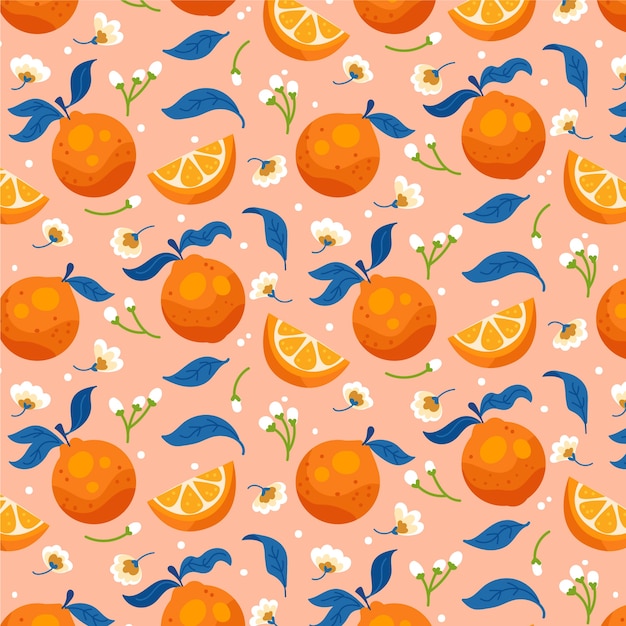 Hand drawn orange fruit pattern design