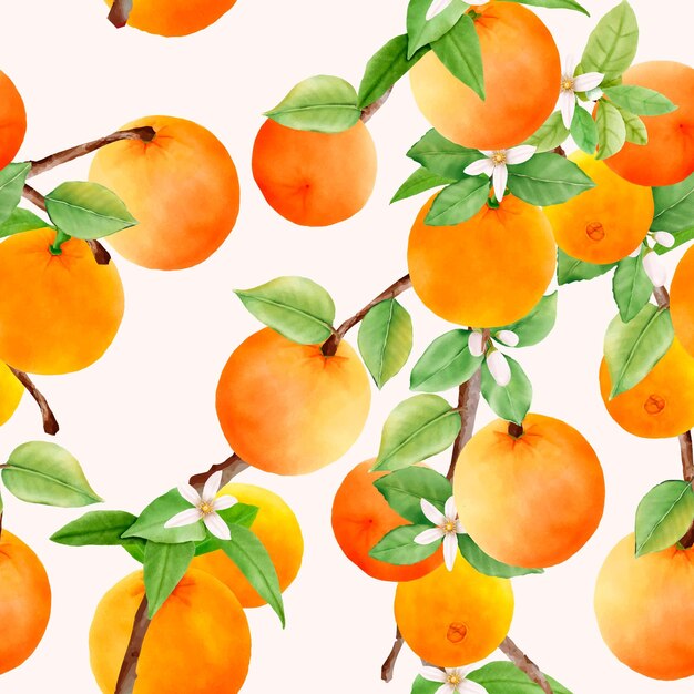 hand drawn orange fruit seamless pattern