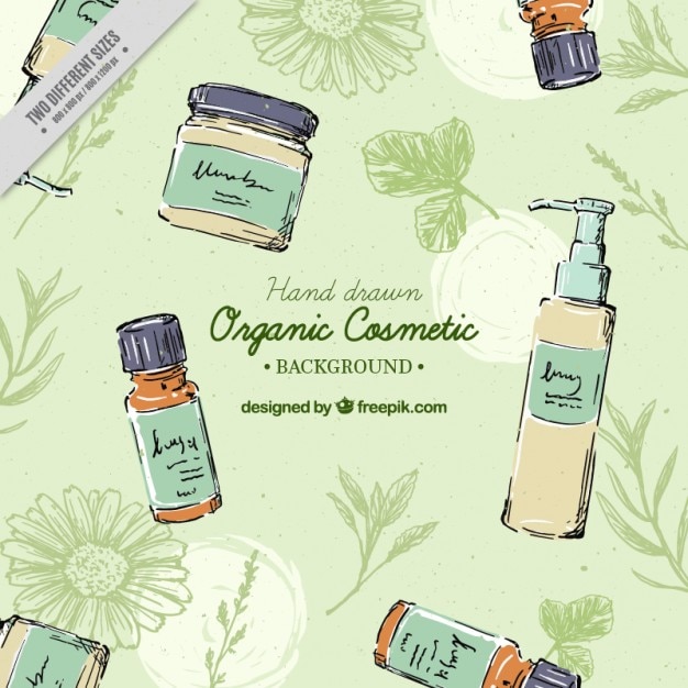 Free Vector hand drawn organic cosmetics background 