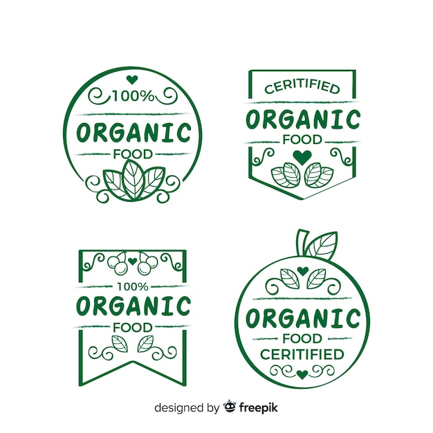 Hand drawn organic food label collection